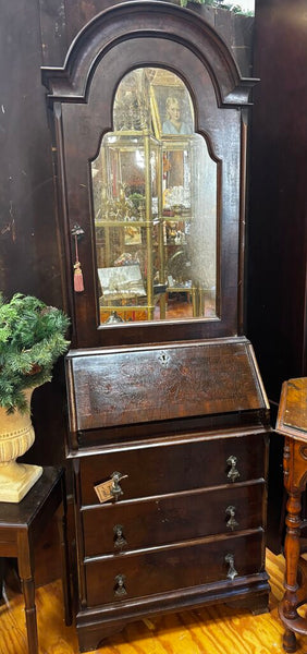 Antique Desk with Footed Handles, Distressed Mirror Cabinet and Key