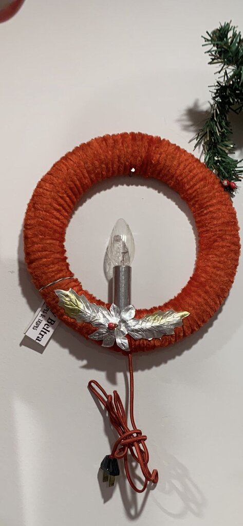 Vintage lighted chenille wreath