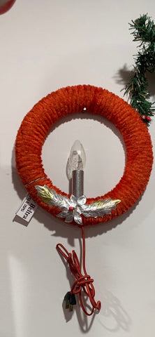 Vintage lighted chenille wreath