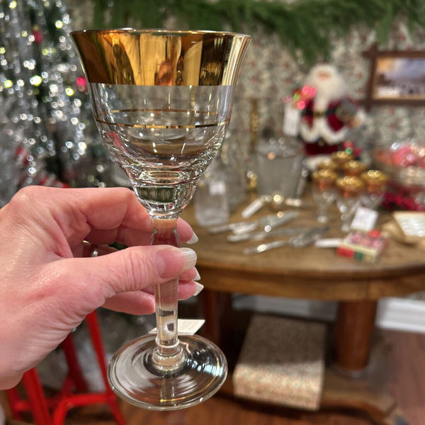 Crystal and 22K Gold Glasses set of 5