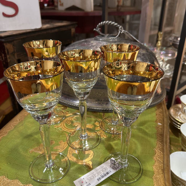 Crystal and 22K Gold Glasses set of 5