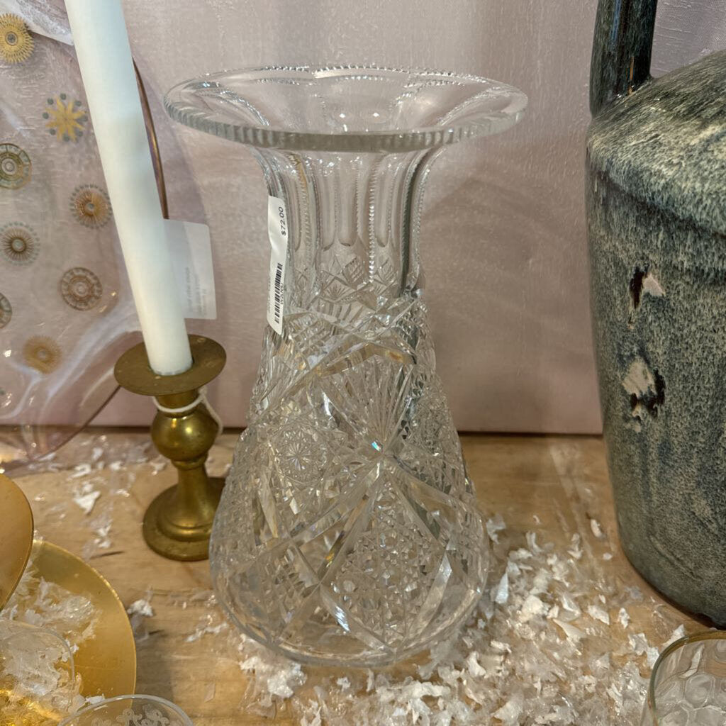 Cut crystal EAPG brilliant cut heavy vase