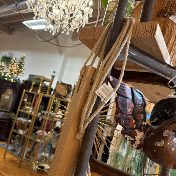 Vintage scandi wood candle holder hanging