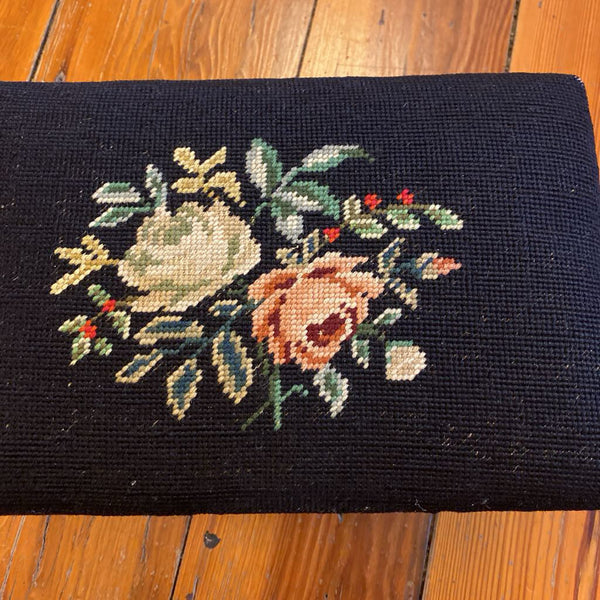 Vintage Needlepoint Stepstool 14"w x 8"h x 9"d