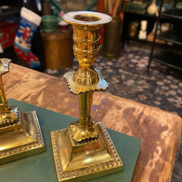 Vintage Brass Candelholders (Pair) 6.5 x 3