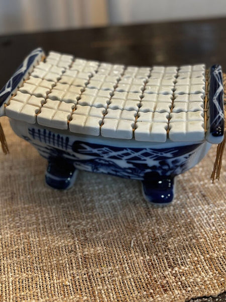 Antique Geisha Porcelain Pillow Takamakura Neck Rest 1920's