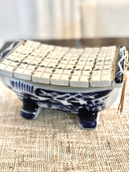 Antique Geisha Porcelain Pillow Takamakura Neck Rest 1920's