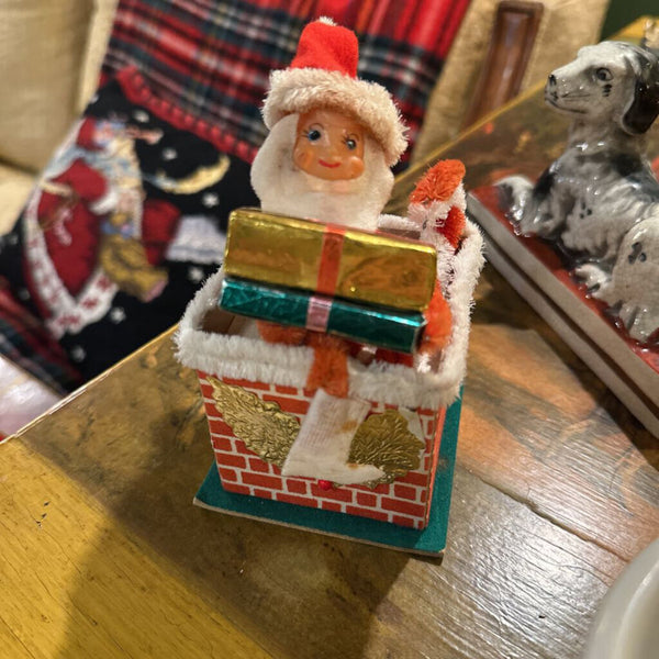 VINTAGE HANDMADE SANTA IN CHIMNEY