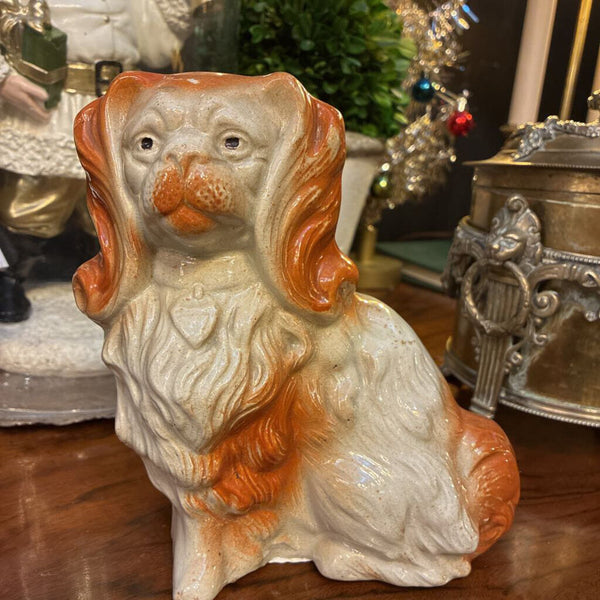Vintage English Staffordshire Dog 7.5"h x 6.5"w