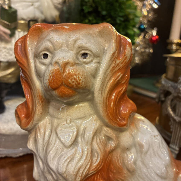 Vintage English Staffordshire Dog 7.5"h x 6.5"w