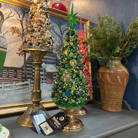 handmade vintage jewelry beaded Christmas tree, green (IN STORE PICKUP ONLY)