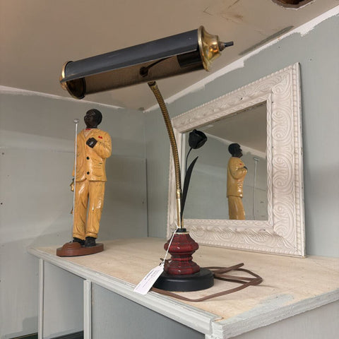 Vintage desk lamp with black metal rose