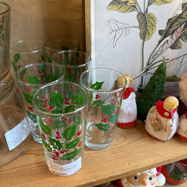 Set of six vintage holly Collins glasses