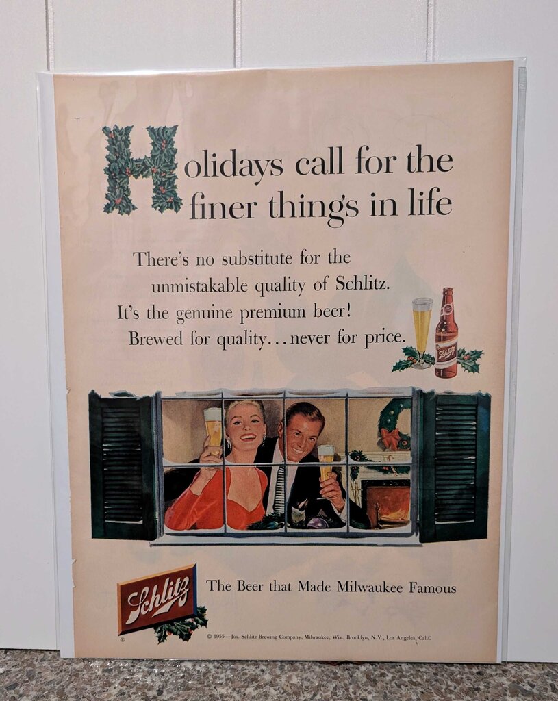 1950s Schlitz Ad Ex Cond - 10x14