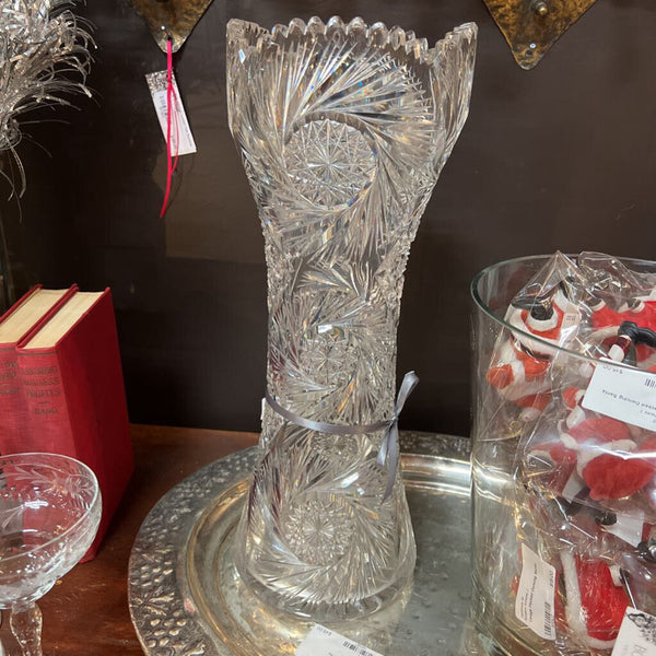 Vintage American Brilliant Cut Crystal Vase 16"