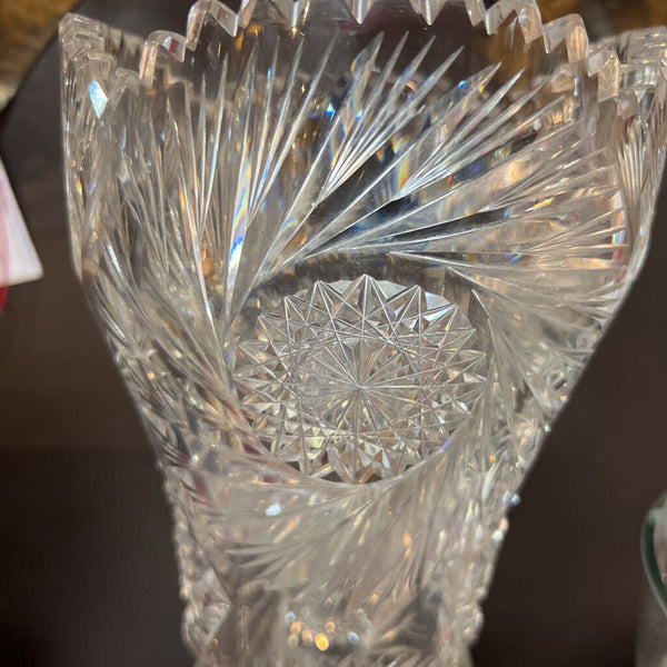Vintage American Brilliant Cut Crystal Vase 16"