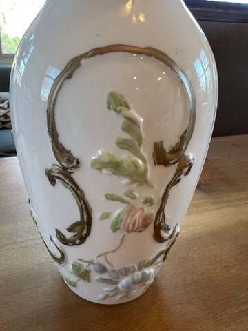 Antique Hand Painted Milk Glass Vase
