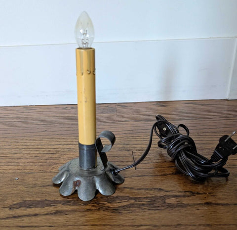 Antique Primitive Drip Candlestick Light 9"