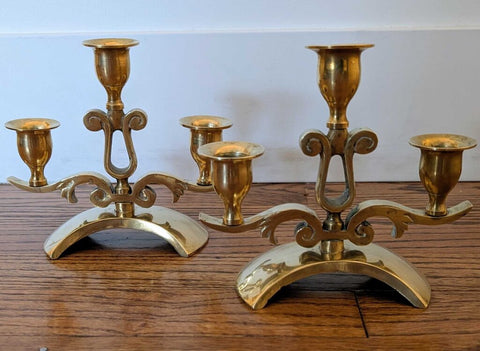 Vintage Solid Brass Candelabras - PAIR 6X6