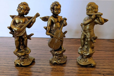 Vintage Gold Musical Cherubs 6" - 3/SET
