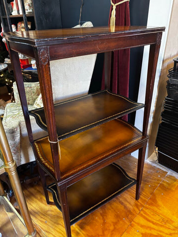 Pair of Mid 20th Century Two Tiered Leather Top Side Tables (in store PU)