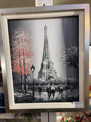 Framed French street scene Eiffel Tower as is