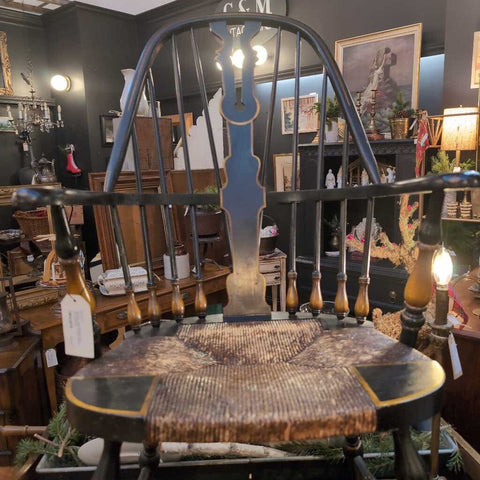 Beautiful antique Windsor Chair with Rush Seat Karpen Furniture Co. e company