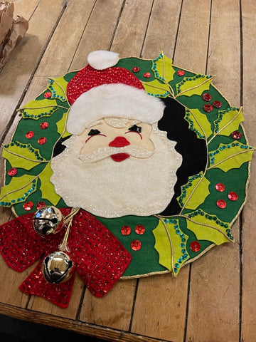 Vintage MCM FELT SANTA WITH BELLS as is