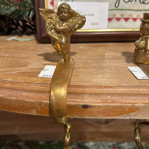 SOLID BRASS CHRISTMAS ANGEL STOCKING HOOK