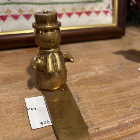 SOLID BRASS SNOWMAN STOCKING HOOK