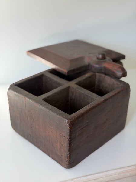 0205 Antique Wooden Spice Box