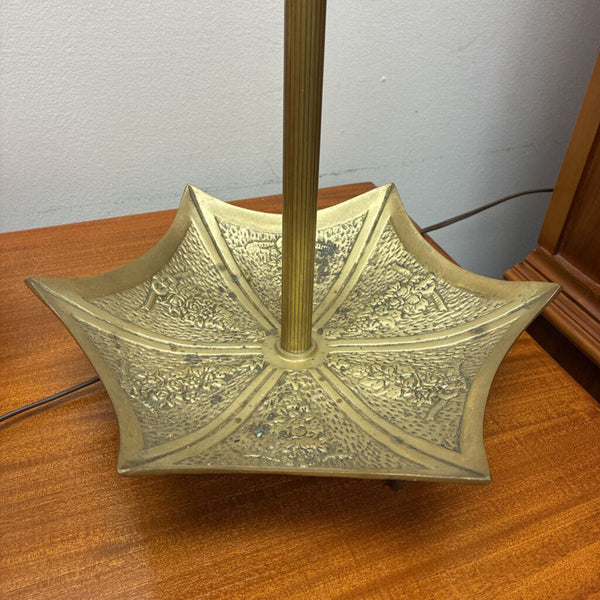 Vintage Glass Bowl in Brass Stand