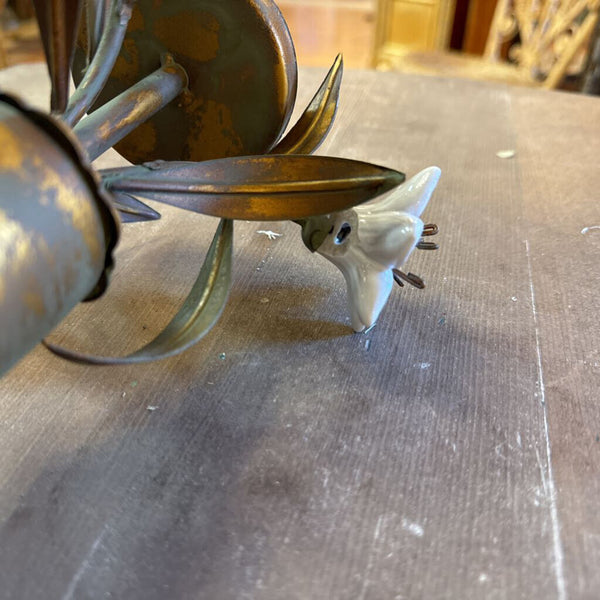 Vintage French porcelain flower candle holder each As Found