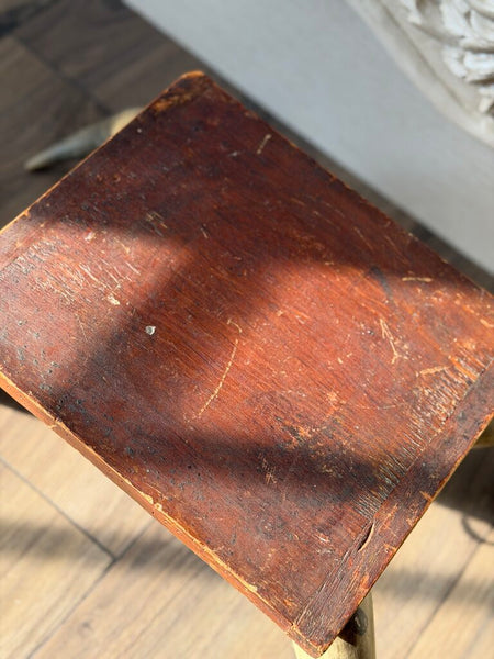 0039 Antique English Horn Stool w/ Cushion