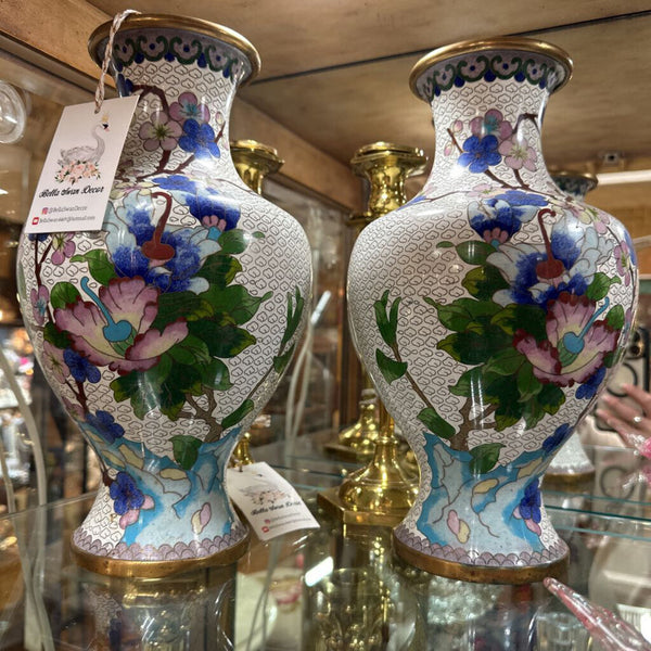Pair Cloissone Vases 12"