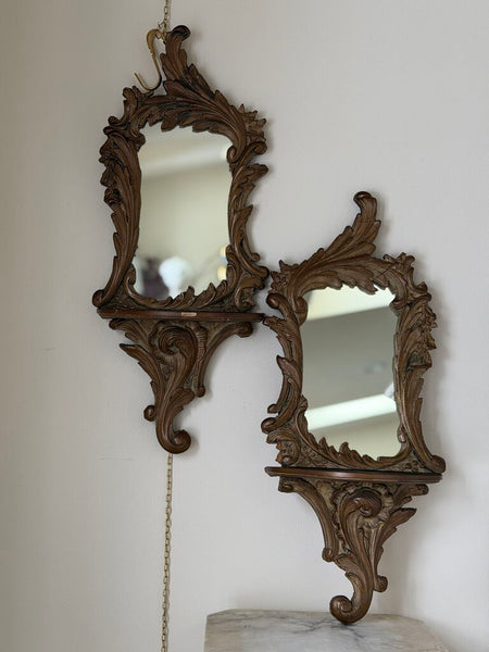 0038 Victorian Mirrored Pair of Wall Shelves (as-is)