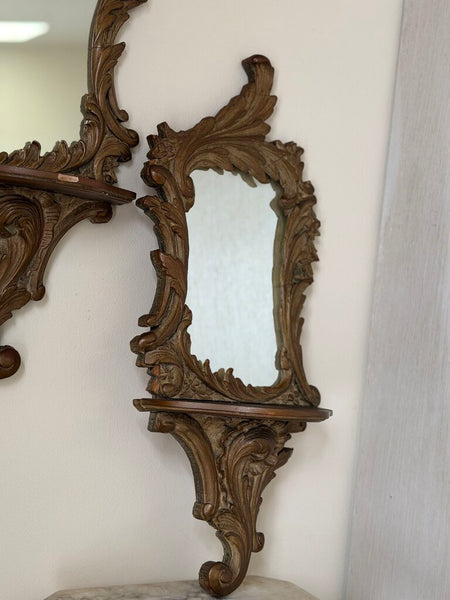 0038 Victorian Mirrored Pair of Wall Shelves (as-is)