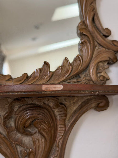 0038 Victorian Mirrored Pair of Wall Shelves (as-is)