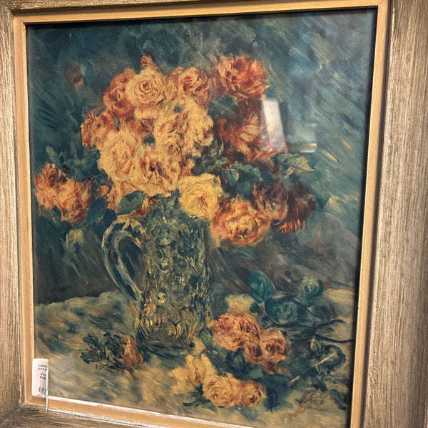 Vintage Floral in Whitewashed Frame 13" x 15"