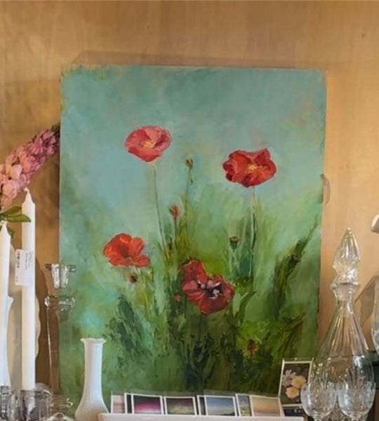 Original my Martha Layton Smith (Open Door Studio) oil on panel "California poppies" sofned