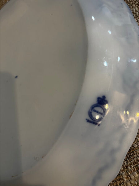 Antique John Maddock and Sons Ltd "Dainty" Royal Vitreous Flow Blue Platter 12 x 9.5