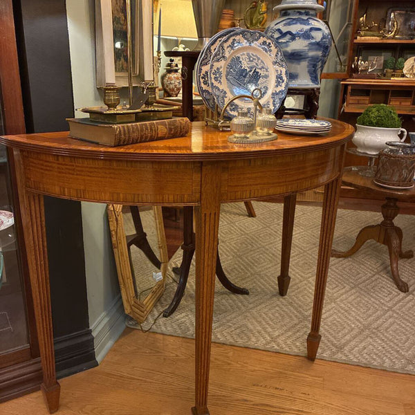 Vintage Demilune Table w/ Inlay