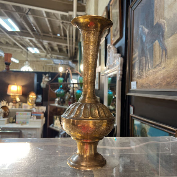 Vintage Engraved Brass Urn