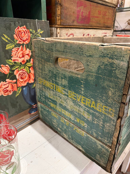JFV ~ Vintage Springtime Beverage Crate