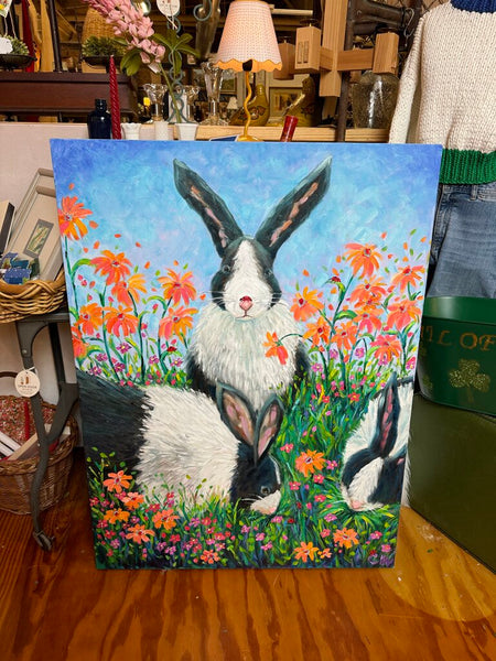 Bunny painting signed 30" x 40" original acrylic on canvas in store pick up only
