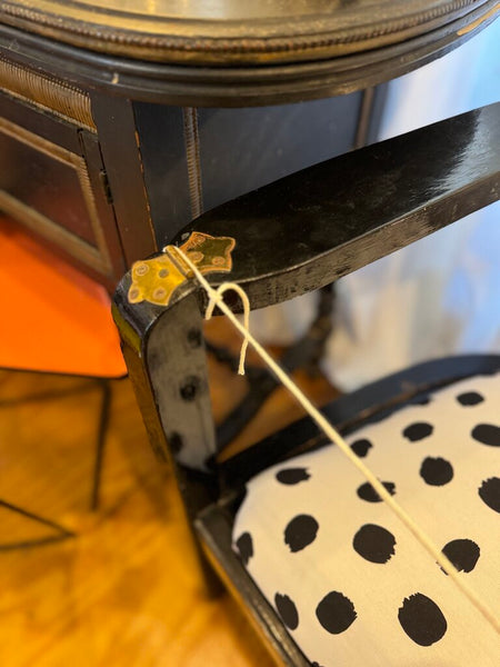 Vintage lacquer black and dot chairs