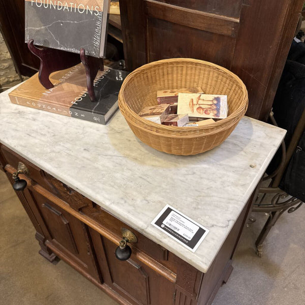 Marble Top Eastlake Style Dark Wood Commode In Store Pick Up Only 28.5w 16d 30t