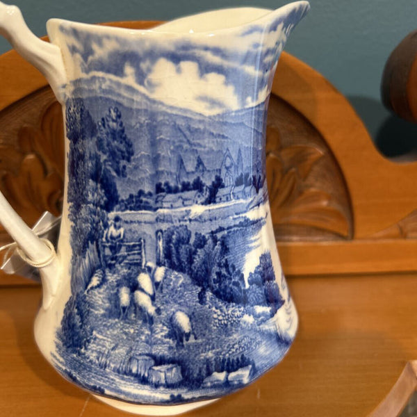 ALFRED MEAKIN TINTERN BLUE TRANSFERWARE PITCHER 7"