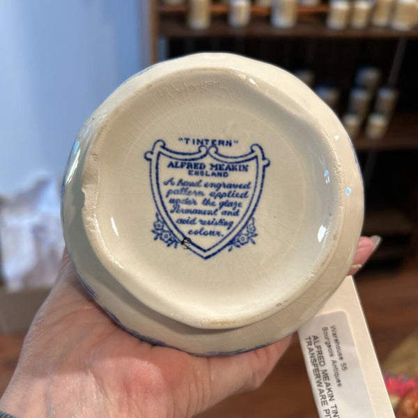 ALFRED MEAKIN TINTERN BLUE TRANSFERWARE PITCHER 7"