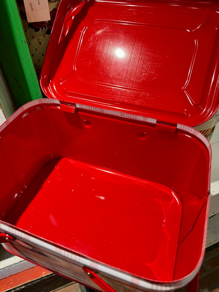 JFV ~ Red & white plaid picnic tin